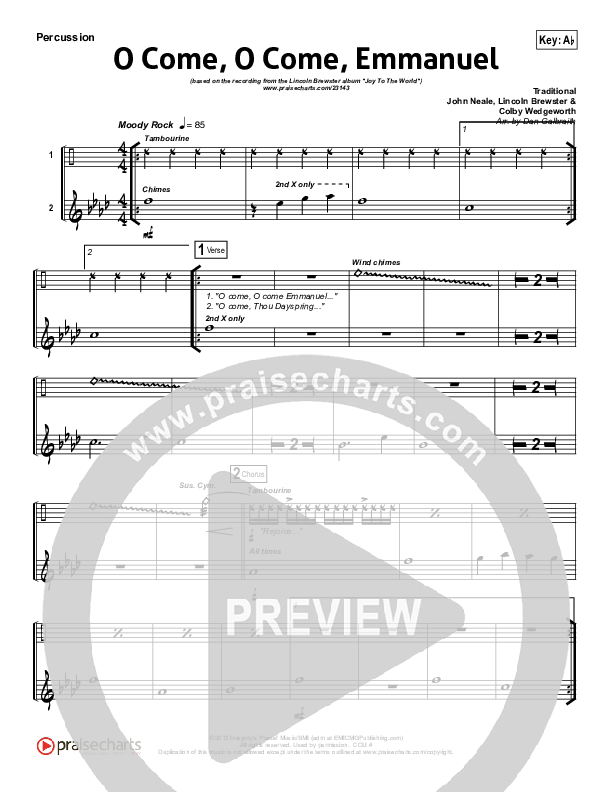 O Come O Come Emmanuel Percussion (Lincoln Brewster)