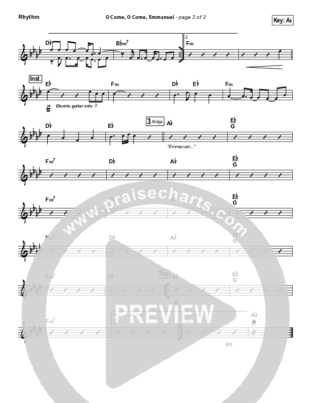 O Come O Come Emmanuel Rhythm Chart (Lincoln Brewster)