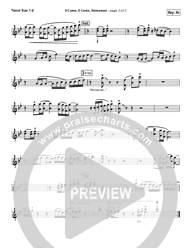O Come O Come Emmanuel Tenor Sax 1/2 (Lincoln Brewster)
