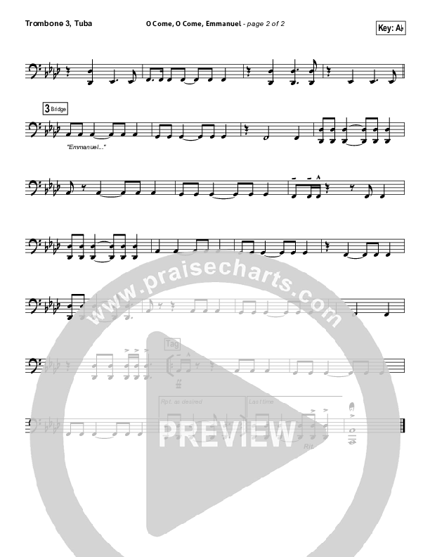 O Come O Come Emmanuel Trombone 3/Tuba (Lincoln Brewster)