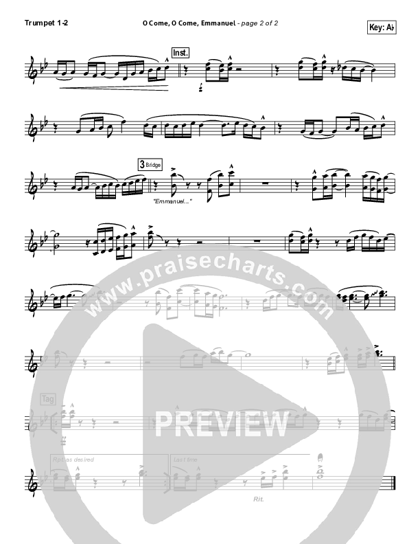 O Come O Come Emmanuel Trumpet 1,2 (Lincoln Brewster)