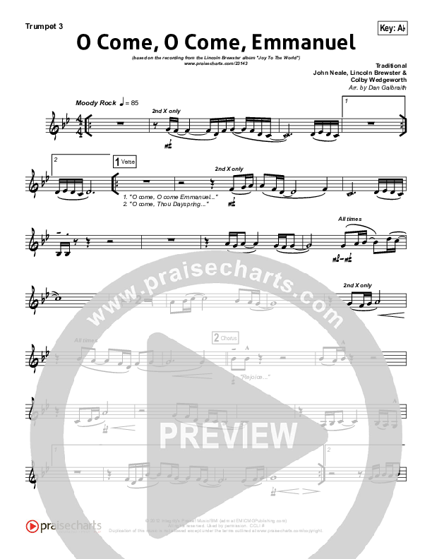O Come O Come Emmanuel Trumpet 3 (Lincoln Brewster)