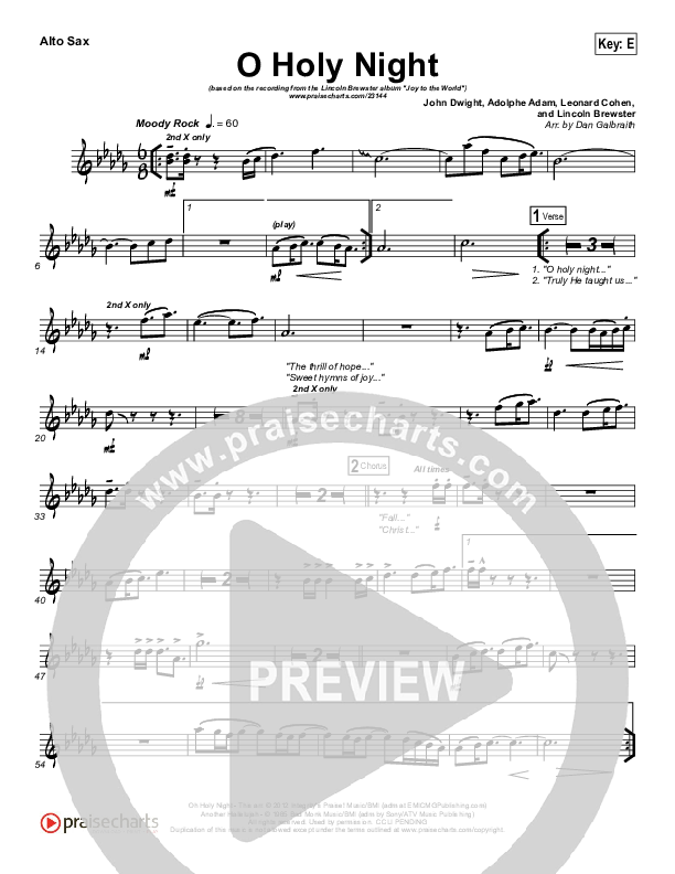 O Holy Night (Another Hallelujah) Alto Sax (Lincoln Brewster)