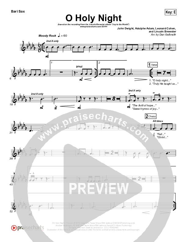 O Holy Night (Another Hallelujah) Sheet Music PDF (Lincoln Brewster) -  PraiseCharts