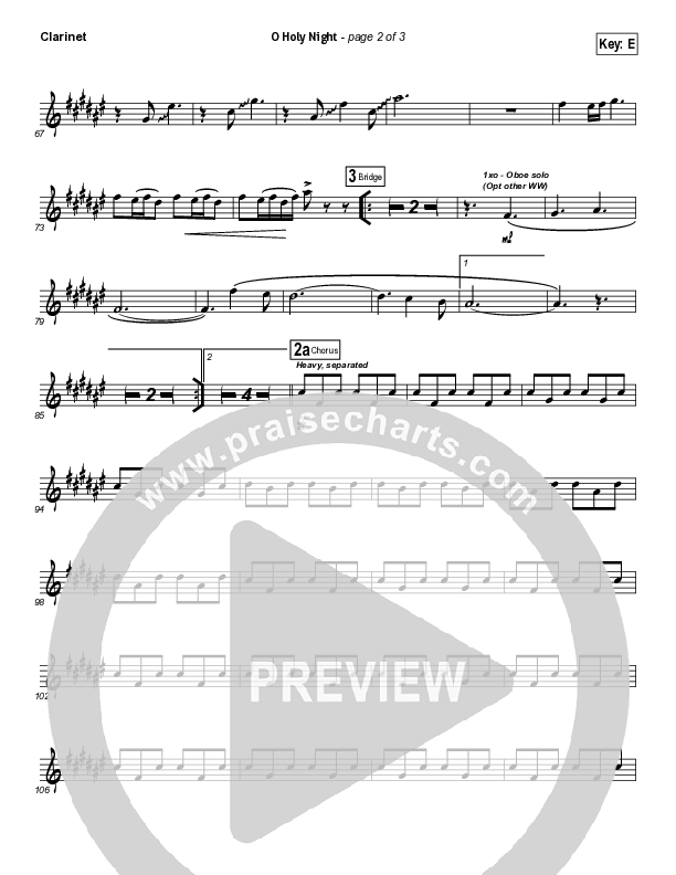 O Holy Night (Another Hallelujah) Clarinet (Lincoln Brewster)