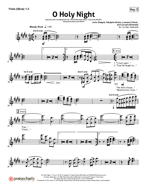 O Holy Night (Another Hallelujah) Flute/Oboe 1/2/3 (Lincoln Brewster)