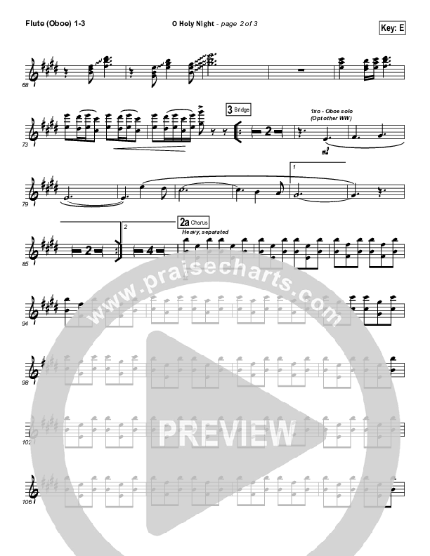 O Holy Night (Another Hallelujah) Flute/Oboe 1/2/3 (Lincoln Brewster)