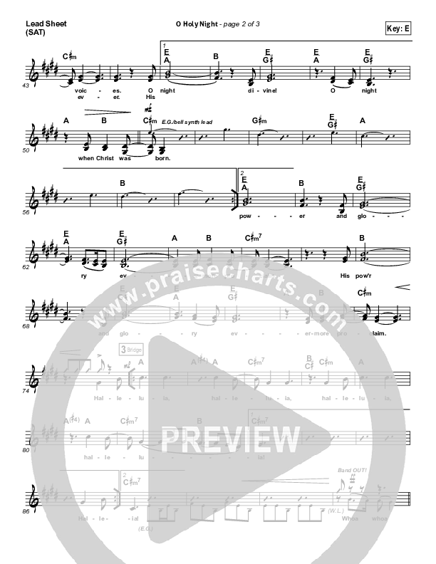 O Holy Night (Another Hallelujah) Lead Sheet (SAT) (Lincoln Brewster)