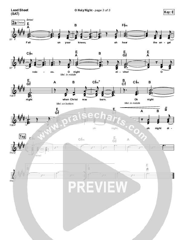 O Holy Night (Another Hallelujah) Lead Sheet (SAT) (Lincoln Brewster)