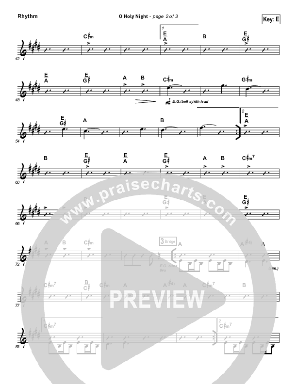 O Holy Night (Another Hallelujah) Rhythm Chart (Lincoln Brewster)
