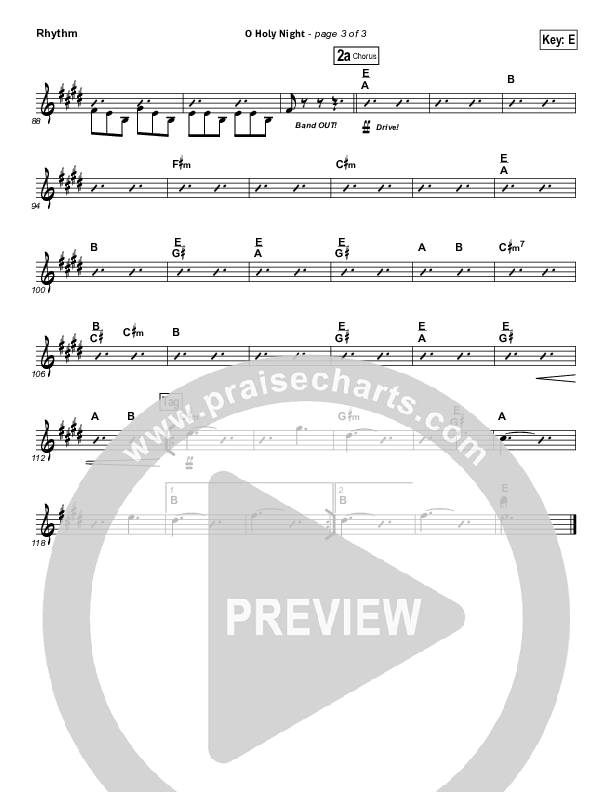O Holy Night (Another Hallelujah) Rhythm Chart (Lincoln Brewster)