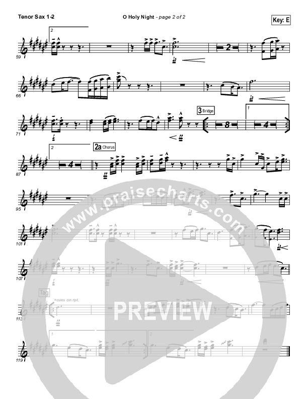 O Holy Night (Another Hallelujah) Tenor Sax 1/2 (Lincoln Brewster)