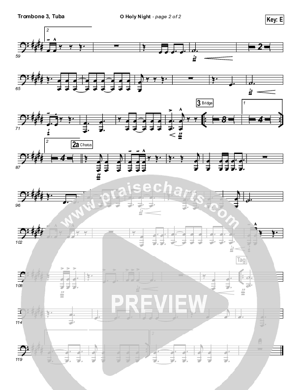 O Holy Night (Another Hallelujah) Trombone 3/Tuba (Lincoln Brewster)