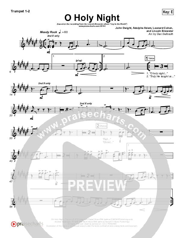 O Holy Night (Another Hallelujah) Trumpet 1,2 (Lincoln Brewster)
