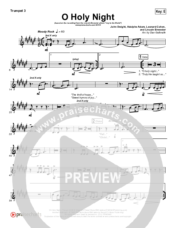 O Holy Night (Another Hallelujah) Trumpet 3 (Lincoln Brewster)