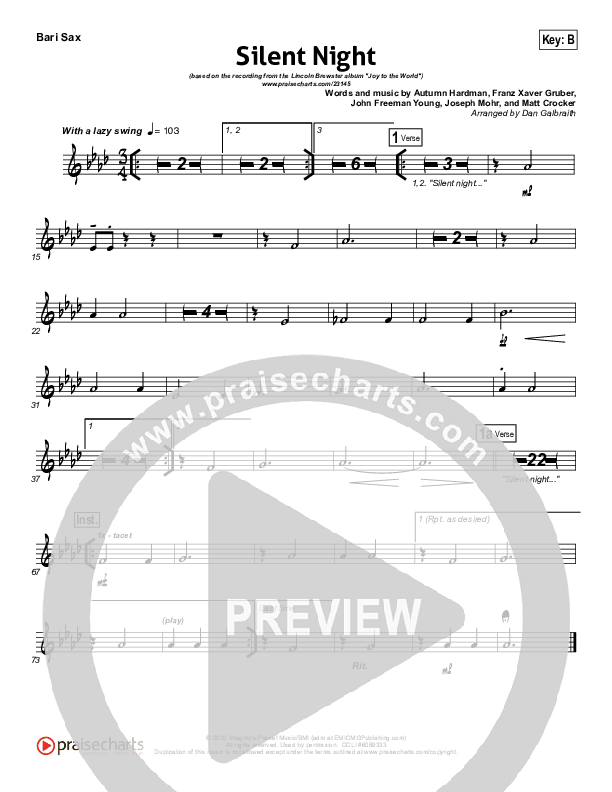 Silent Night Bari Sax (Lincoln Brewster)
