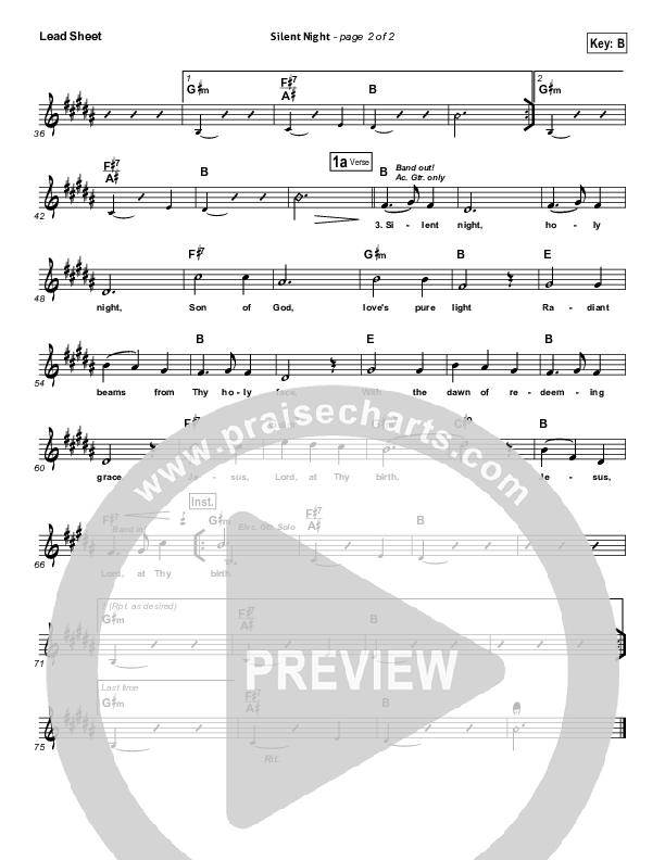 Silent Night Lead Sheet (Lincoln Brewster)