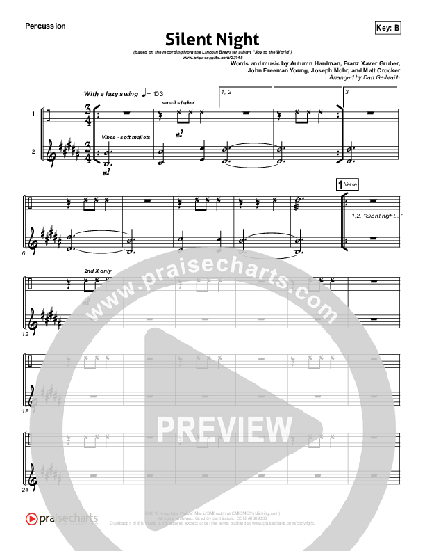 Silent Night Percussion (Lincoln Brewster)