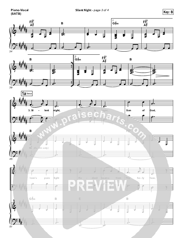 Silent Night Piano/Vocal (SATB) (Lincoln Brewster)
