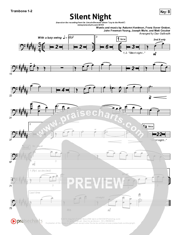 Silent Night Trombone 1/2 (Lincoln Brewster)