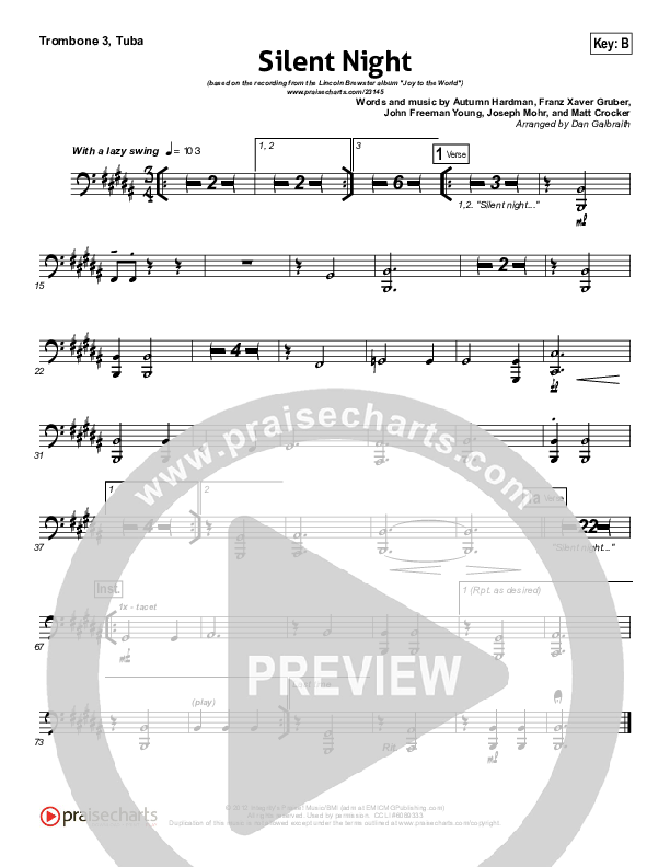 Silent Night Trombone 3/Tuba (Lincoln Brewster)