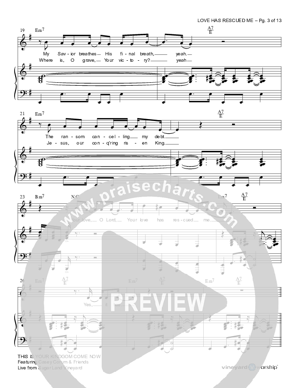 Love Has Rescued Me Piano/Vocal (Casey Corum / Torri Baker)