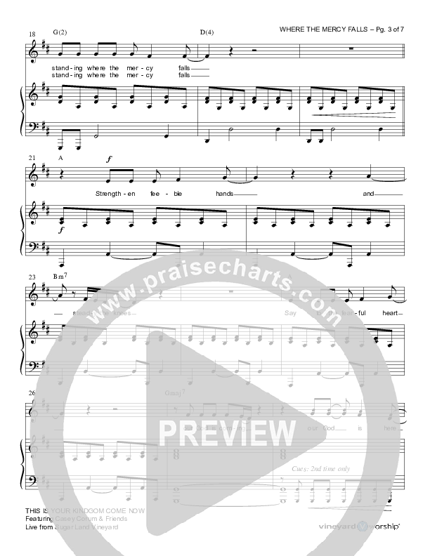 Where The Mercy Falls Piano/Vocal (Casey Corum)