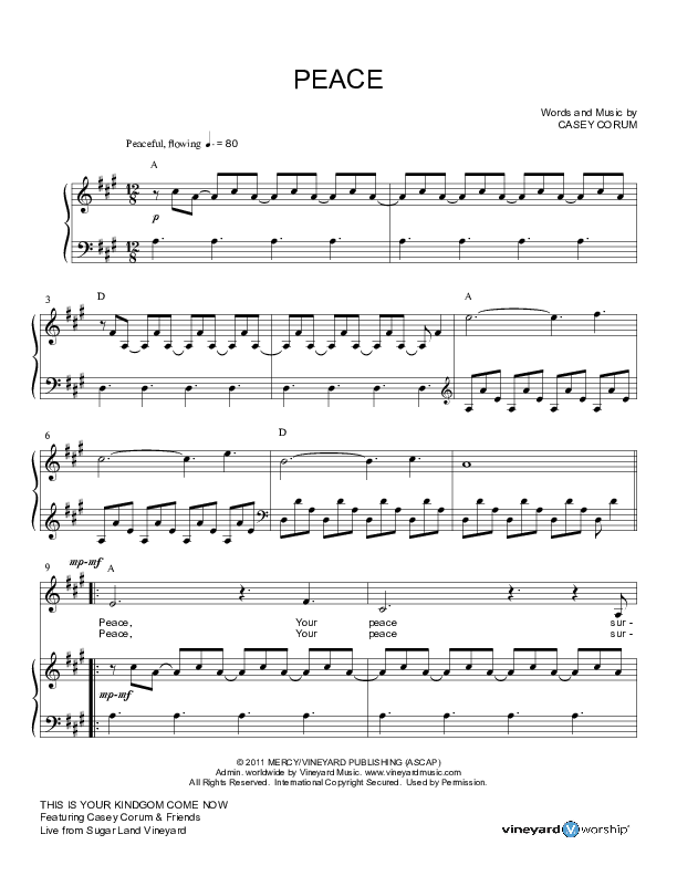 Peace Piano/Vocal (Casey Corum)