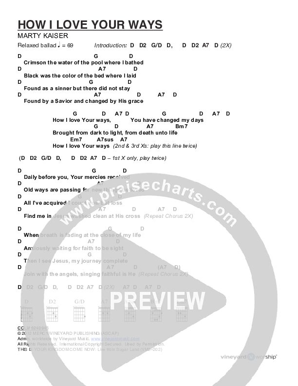 How I Love Your Ways Chord Chart (Casey Corum)