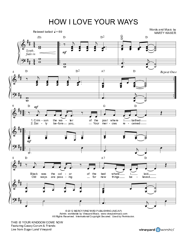 How I Love Your Ways Piano/Vocal (Casey Corum)