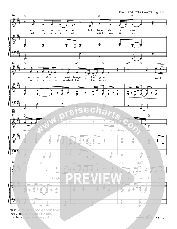 How I Love Your Ways Piano/Vocal (Casey Corum)