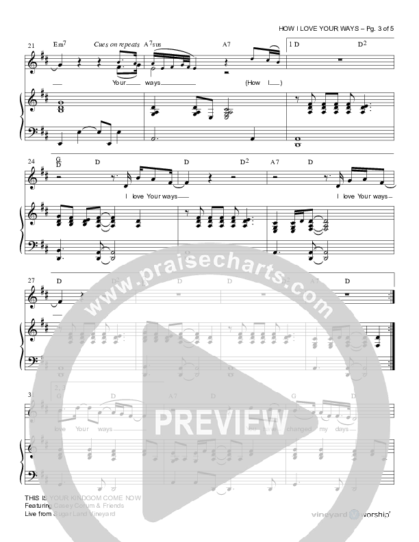 How I Love Your Ways Piano/Vocal (Casey Corum)