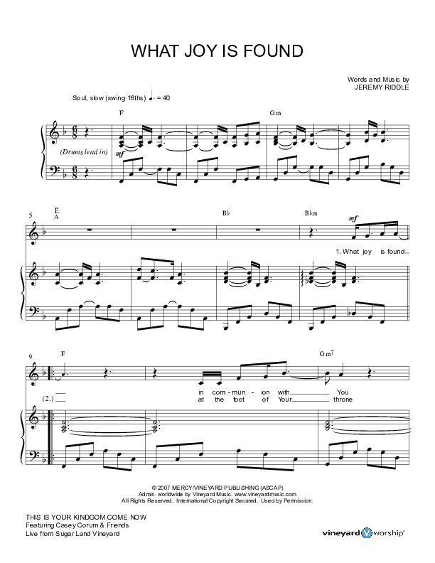 What Joy Is Found Piano/Vocal (Torri Baker)