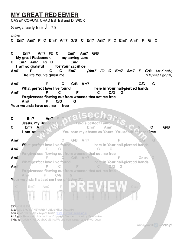 My Great Redeemer Chord Chart (Casey Corum / Torri Baker)