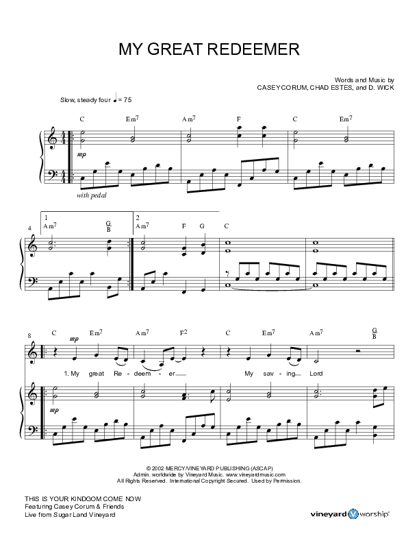My Great Redeemer Piano/Vocal (Casey Corum / Torri Baker)