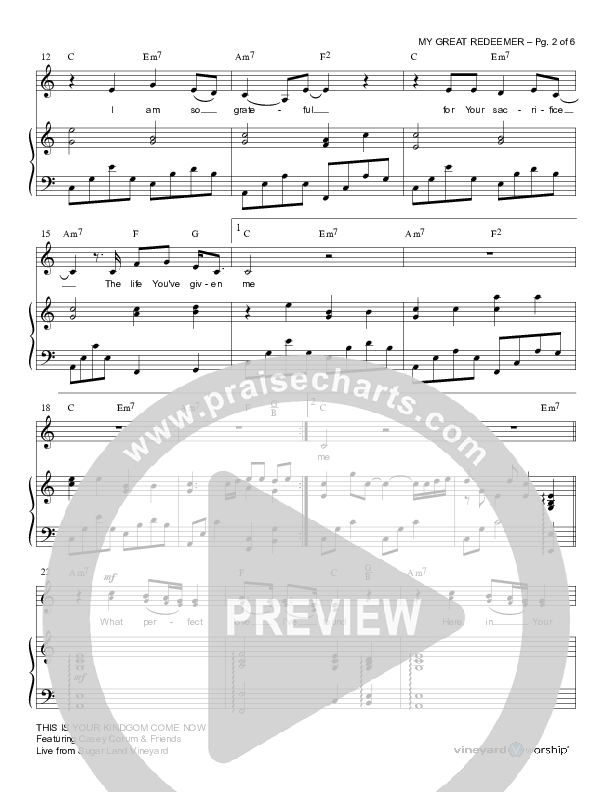 My Great Redeemer Piano/Vocal (Casey Corum / Torri Baker)