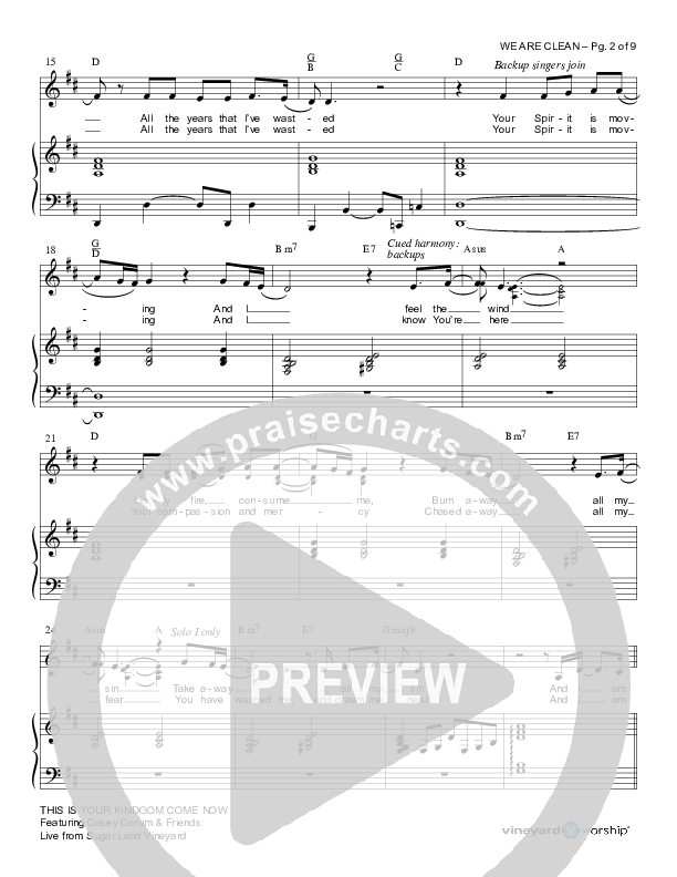 We Are Clean Piano/Vocal (Casey Corum)