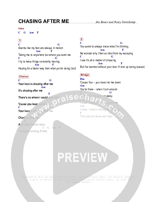 Chasing After Me Chords & Lyrics (Jon Bauer)