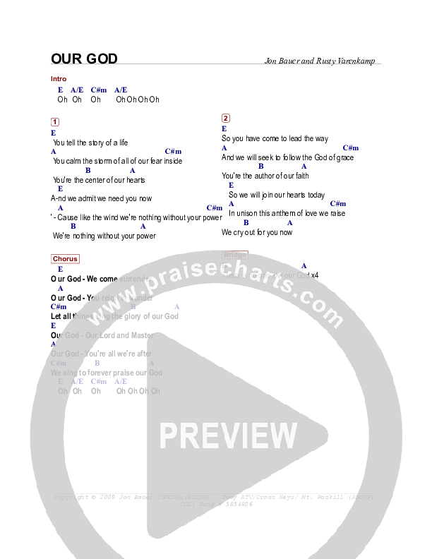 Our God Chords & Lyrics (Jon Bauer)