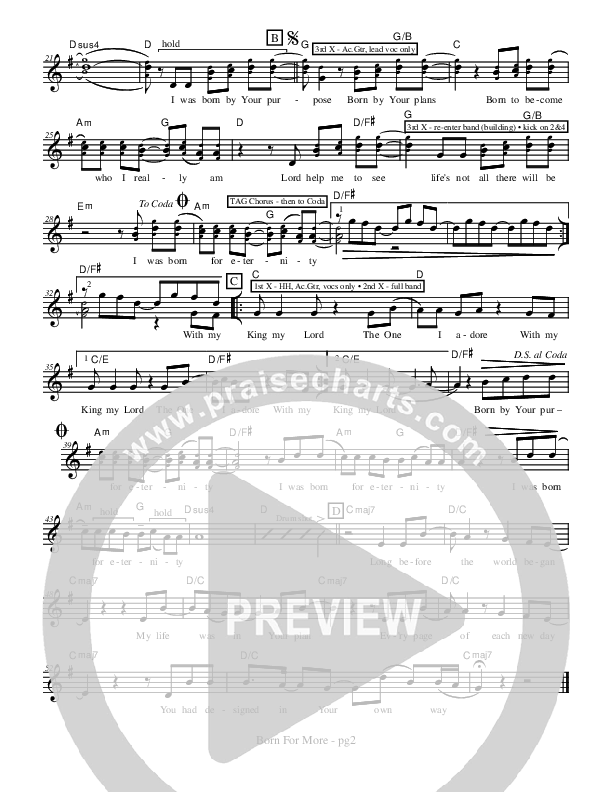 Born For More Lead Sheet (Jon Bauer)