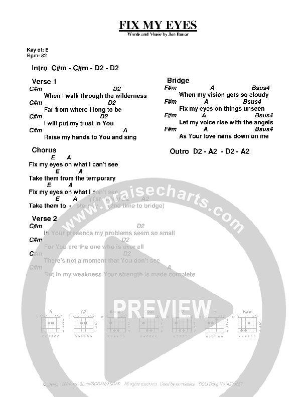 Fix My Eyes Chords & Lyrics (Jon Bauer)