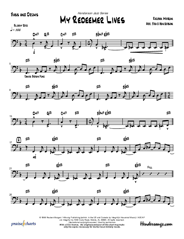 My Redeemer Lives (Instrumental) Bass Guitar (Brad Henderson)