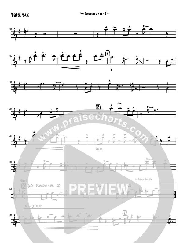 My Redeemer Lives (Instrumental) Tenor Sax 2 (Brad Henderson)