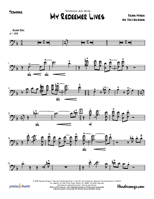My Redeemer Lives (Instrumental) Trombone (Brad Henderson)