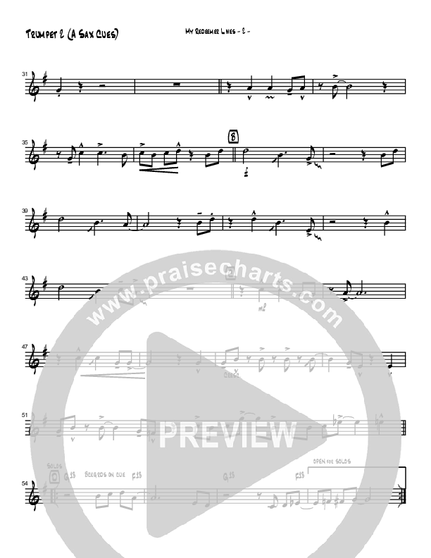 My Redeemer Lives (Instrumental) Trumpet 2 (Brad Henderson)