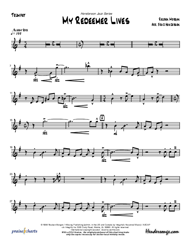 My Redeemer Lives (Instrumental) Trumpet (Brad Henderson)