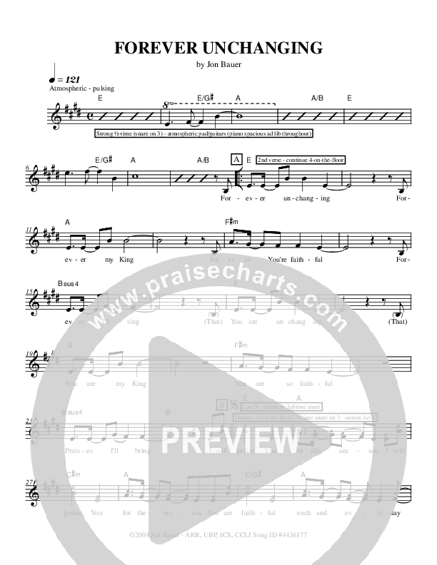Forever Unchanging Lead Sheet (Jon Bauer)