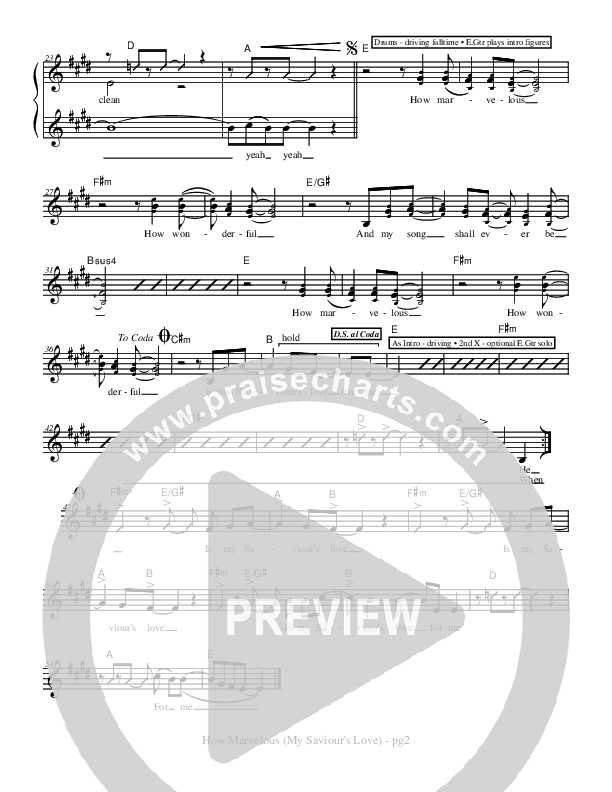 How Marvelous (My Savior's Love) Lead Sheet (Jon Bauer)