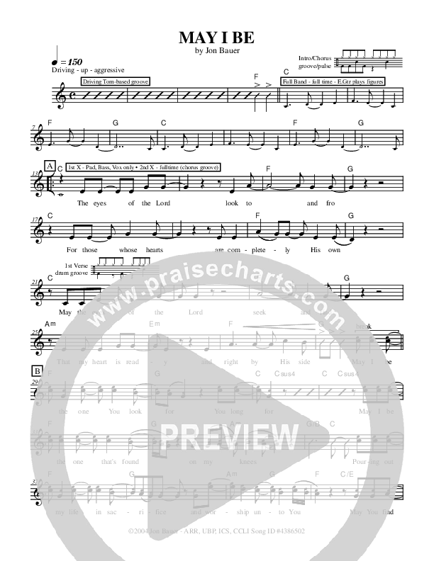 May I Be Lead Sheet (Jon Bauer)