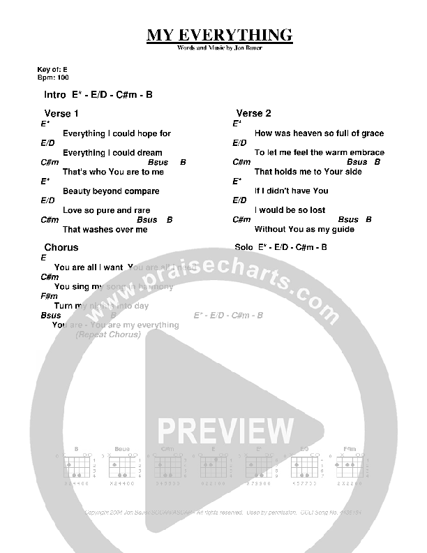 My Everything Chords & Lyrics (Jon Bauer)